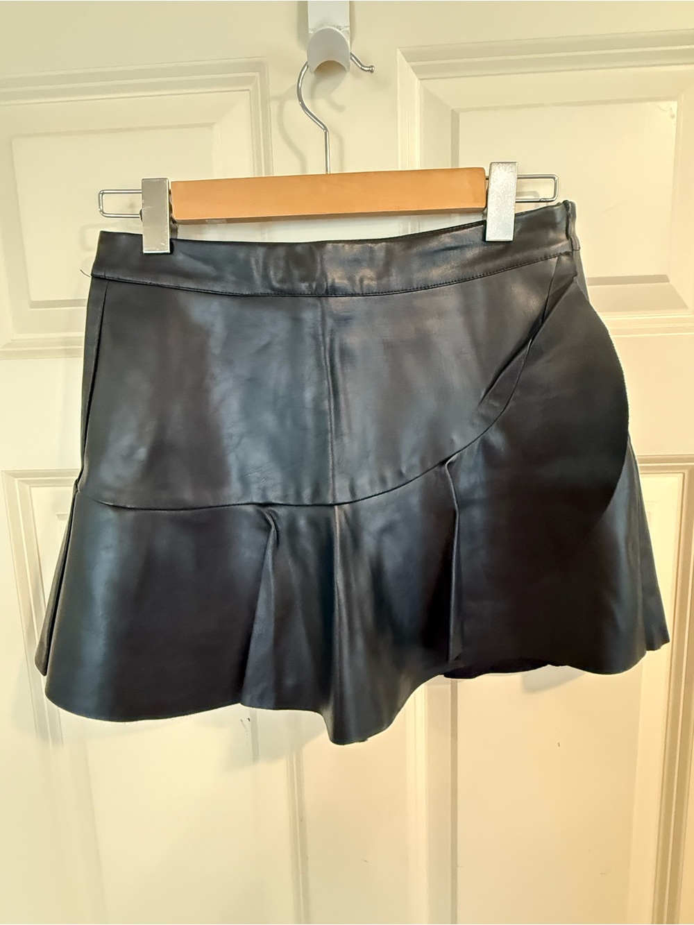 DO+BE Black Faux Leather A-Line Mini Skirt